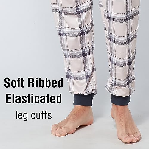 The Essentials Wardrobe Mens TEW Long Pyjamas - Grey/Cream - 4X Large