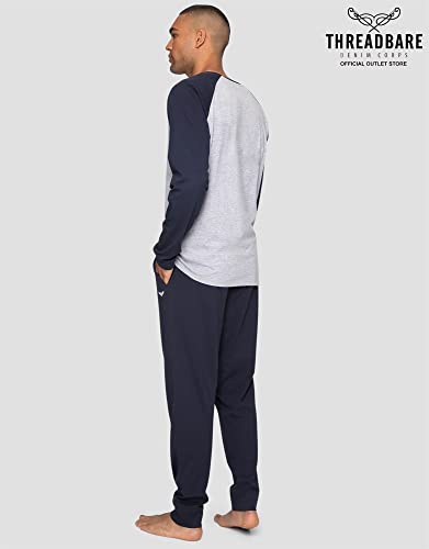 Threadbare Mens Lounge Sets Pyjama Top & Bottoms Long Sleeve, Grey Marl - Haddaway,L