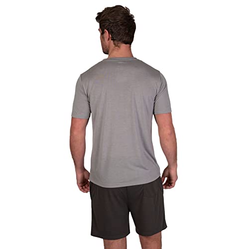 Light & Shade Men's Pyjama Set, Light Grey Marl/Charcoal, M