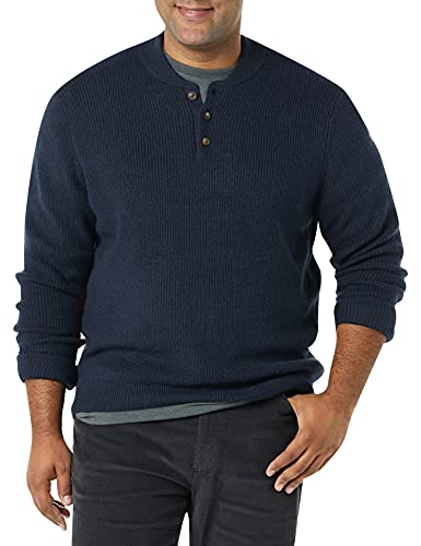 Amazon Essentials Men's Long-Sleeve Soft Touch Henley Jumper, Navy, L