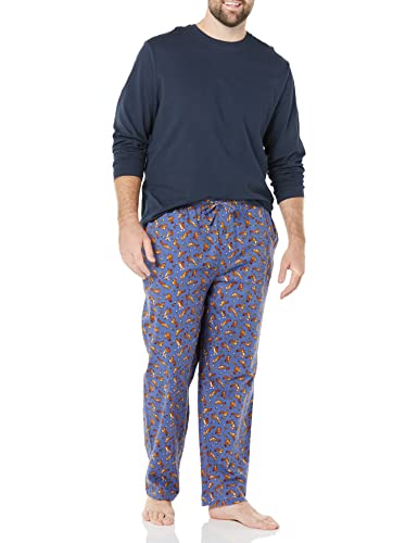 Amazon Essentials Men's Flannel Pyjama Set (Available in Big & Tall), Navy Squirrel, M