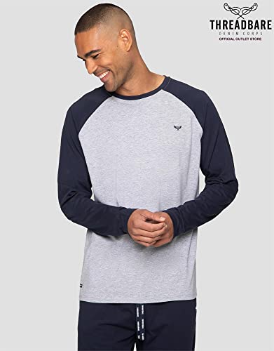 Threadbare Mens Lounge Sets Pyjama Top & Bottoms Long Sleeve, Grey Marl - Haddaway,L