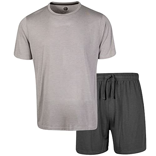 Light & Shade Men's Pyjama Set, Light Grey Marl/Charcoal, M