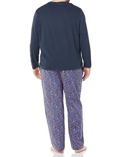 Amazon Essentials Men's Flannel Pyjama Set (Available in Big & Tall), Navy Squirrel, M