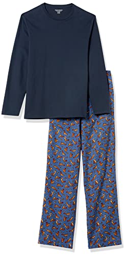 Amazon Essentials Men's Flannel Pyjama Set (Available in Big & Tall), Navy Squirrel, M