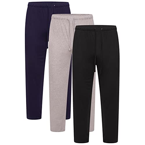 Keanu Mens Pack of 3 Lounge Pants | Cotton Pyjama Trouser Bottoms Jersey Night Wear Summer | Mens Sizes M - 2XL (Black/Navy/Grey - 2XL)