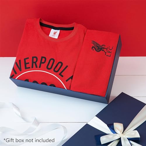 Liverpool FC Mens Pyjamas Set Summer Nightwear Shorts T-Shirt Pyjamas for Men Teenagers LFC Reds PJs 100% Cotton Lounge Wear Soft Breathable Size S-3XL Liverpool Gifts for Men (Red, 2XL)