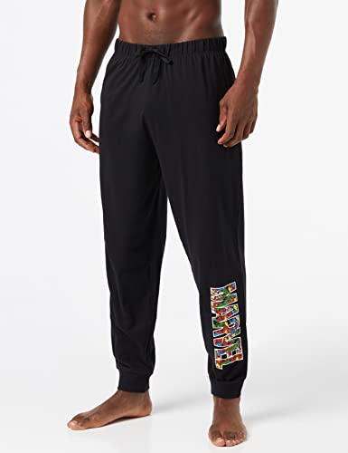 Marvel Mens Pyjamas, T-Shirt and Pyjama Bottoms Set, Incredible Hulk Captain America Spiderman Iron Man Pjs for Men, Official Merchandise, Gifts For Men Black