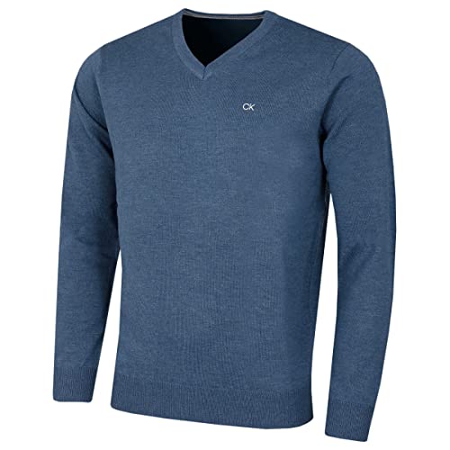 Calvin Klein Mens V-Neck Sweater - Denim Marl - XL