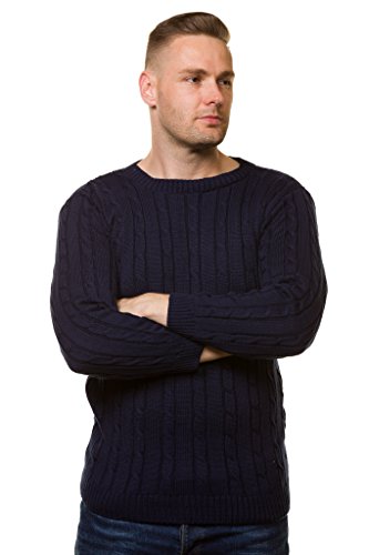 Bay eCom UK New Men’s Chunky Cable Knit Pullover Thick Jumper Warm Winter Sweater S to 5XL