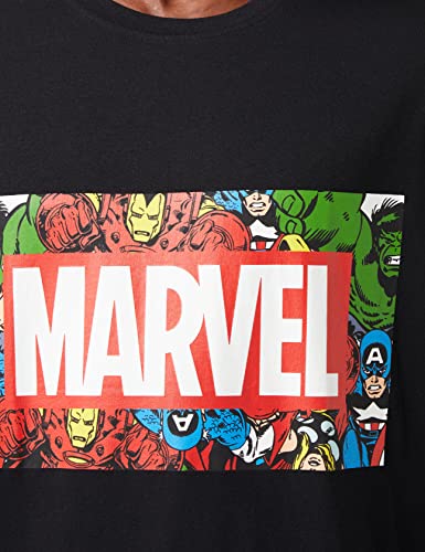 Marvel Mens Pyjamas, T-Shirt and Pyjama Bottoms Set, Incredible Hulk Captain America Spiderman Iron Man Pjs for Men, Official Merchandise, Gifts For Men Black