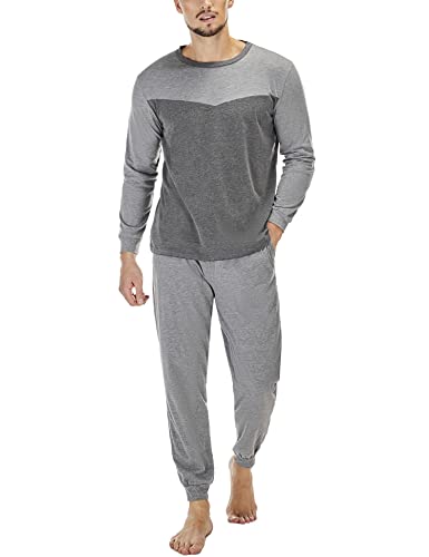 Marvmys Men's Pyjamas Sets Men's Lounge Pants Men's Loungewear Set With Adjustable Drawstrings And Pocket Breathable & Comfortable Pajamas For Man Nightwear Loungewear C-Dark Grey XL