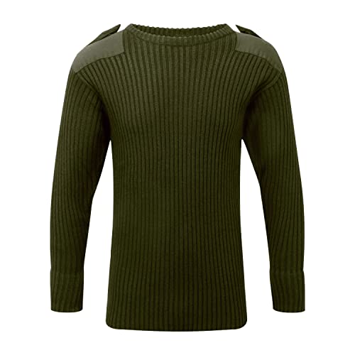 Fort Men's 120 Crew Neck Combat Jumper, Olive Green, L UK
