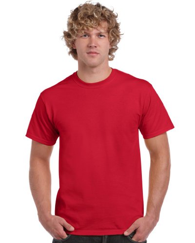 GILDAN Men's Heavy Cotton Tee T Shirt, Red, M UK