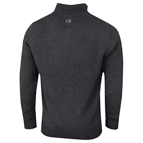 Calvin Klein Mens Lined Chunky Half Zip Sweater - Charcoal Marl - L