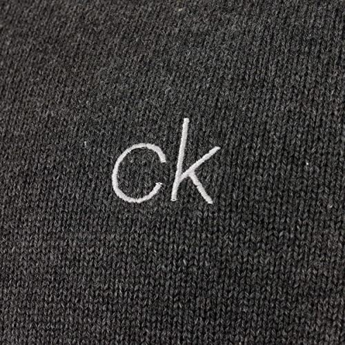 Calvin Klein Mens Lined Chunky Half Zip Sweater - Charcoal Marl - L