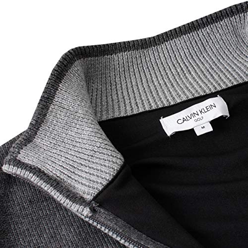 Calvin Klein Mens Lined Chunky Half Zip Sweater - Charcoal Marl - L