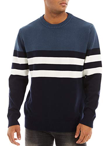 TACVASEN Casual Sweaters Men Winter Outdoor Jumpers Autumn Sweatshirts Pullover Under Layer Warm Round Neck Sweater Casual Jumpers Denim Blue