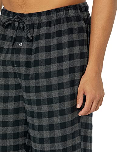 Amazon Essentials Men's Flannel Pyjama Trousers (Available in Big & Tall), Black Grey Buffalo Plaid, L