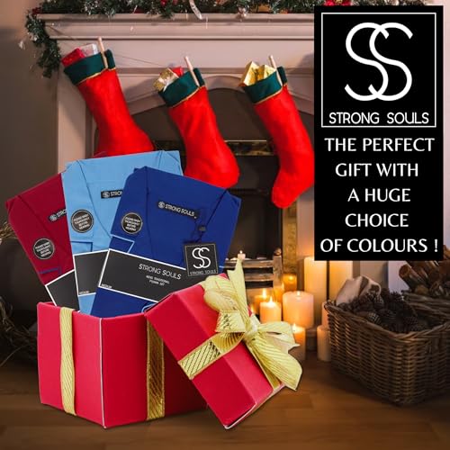 Lora Dora Strong Soul Mens Traditional 2 Piece Pyjamas, Plain Blue, M