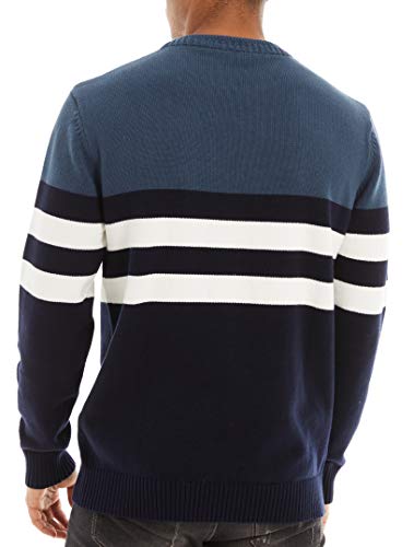 TACVASEN Casual Sweaters Men Winter Outdoor Jumpers Autumn Sweatshirts Pullover Under Layer Warm Round Neck Sweater Casual Jumpers Denim Blue