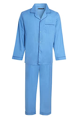 Lora Dora Strong Soul Mens Traditional 2 Piece Pyjamas, Plain Blue, M