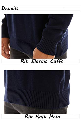 TACVASEN Casual Sweaters Men Winter Outdoor Jumpers Autumn Sweatshirts Pullover Under Layer Warm Round Neck Sweater Casual Jumpers Denim Blue