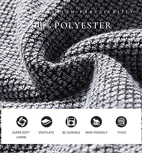 Les umes Men's Half Zip Jumper Plaid Fleece Lined Knit Turtleneck Sweater Warm Long Sleeve Stand Collar Pullover Black XL