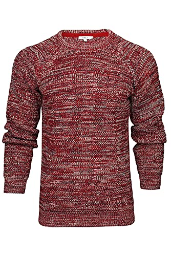 Xact Mens Jumper Fashion Chunky Fisherman Fleck Knit (Red) XL