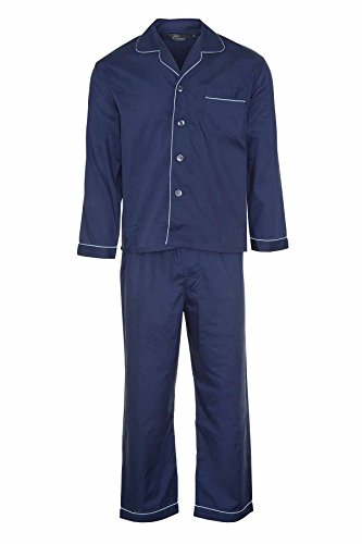 Champion Mens Cotton Blend Button Front Pyjama Lounge Wear-Navy-5X-Large 60-62