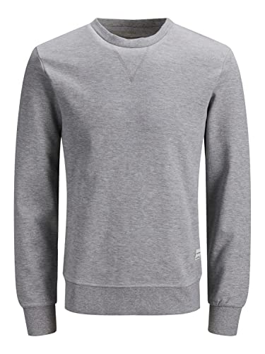 Jack and Jones Mens Basic Crew Sweater Light Grey M