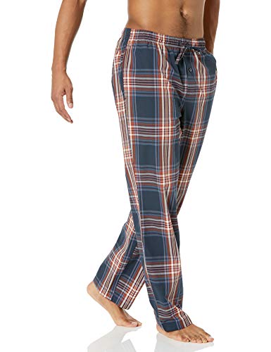 Amazon Essentials Men's Straight-Fit Woven Pyjama Bottoms, Navy Large Plaid, L