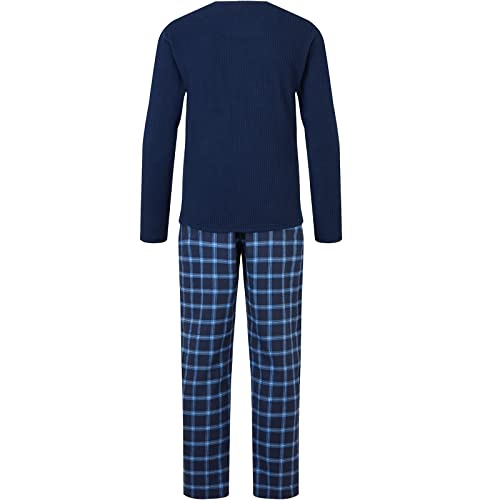 Snuggaroo Mens Soft Fleece Checked Pyjamas Set - Navy/Blue - L