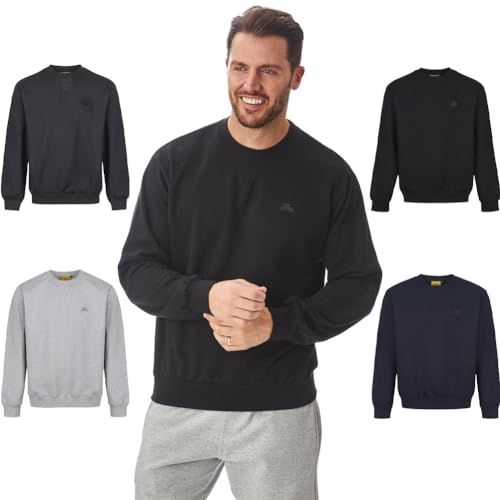 Iron Mountain IMSWT205 Mens Reclaimed Yarn Eco Friendly Anti Pil Top Jumper Pullover Sweater Crew Neck Soft Fleece Sweatshirt, Black, M