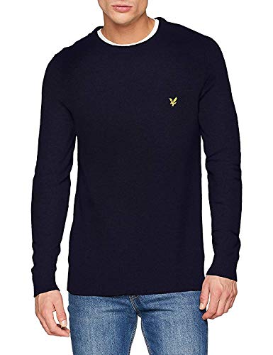 Lyle & Scott Men's Crew Neck Lambswool Blend Jumper, Blue (Dark Navy Z271), Medium (Size:M)