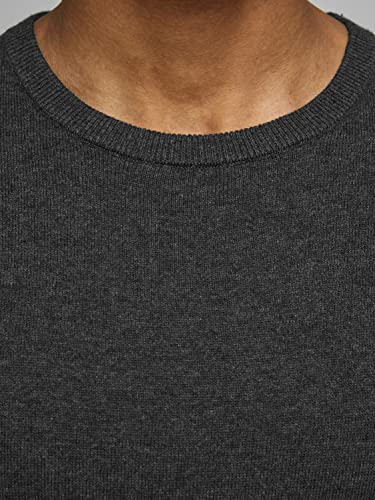 JACK & JONES Mens Basic Knit Sweater - Dark Grey Melange - L