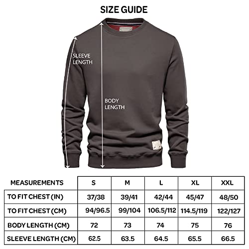 Mens Premium Branded Crew Neck Cotton Sweater Jumper Pullover Sweatshirt Black Navy Charcoal S M L XL 2XL (Navy - M)