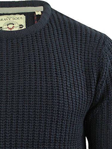 Mens Jumper Brave Soul Binary Fisherman Knitted Crew Neck Sweater
