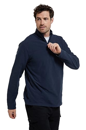 Mountain Warehouse Mens Camber Fleece Top - Soft, Lightweight & Anti-Pill Microfleece Sweater, Quick Drying Pullover - for Spring Summer, Walking, Hiking & Travel Navy L