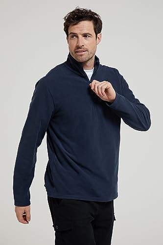 Mountain Warehouse Mens Camber Fleece Top - Soft, Lightweight & Anti-Pill Microfleece Sweater, Quick Drying Pullover - for Spring Summer, Walking, Hiking & Travel Navy L