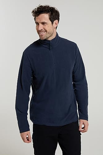 Mountain Warehouse Mens Camber Fleece Top - Soft, Lightweight & Anti-Pill Microfleece Sweater, Quick Drying Pullover - for Spring Summer, Walking, Hiking & Travel Navy L