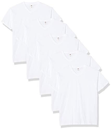 Fruit of the Loom Men's Original V-Neck Tee, 5 Pack T-Shirt, White (White 30), XX-Large (Size:2XL) (Pack of 5)