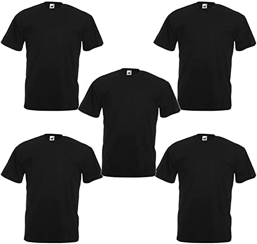 Fruit of the Loom Men's Valueweight Tee-5 Pack T-Shirt, Black (Black 0_Black(Black), 5XL (Pack of 5)