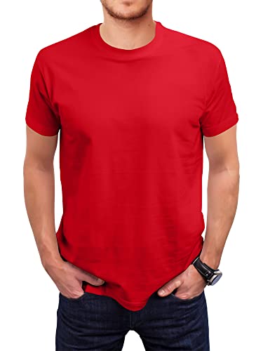Love My Fashions Men's Round Neck Short Sleeves Plain T-Shirt Red
