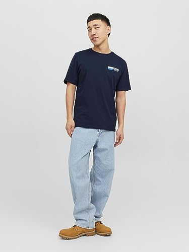JACK & JONES Men's Jjecorp Logo Tee Play SS O-Neck Noos T-Shirts, Navy Blazer/Print: p4 Small Print, XL