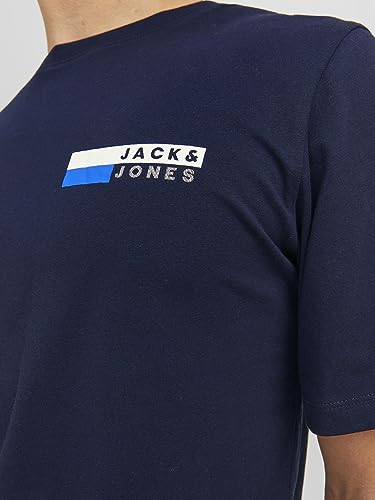 JACK & JONES Men's Jjecorp Logo Tee Play SS O-Neck Noos T-Shirts, Navy Blazer/Print: p4 Small Print, XL