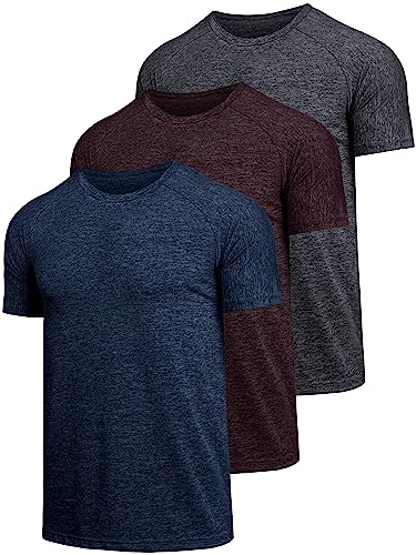 Teesmen 3 Pack Men's Quick Drying Shortsleeve Light and Breathable Sports T-Shirt Gym Wicking T Shirt（Multicolor set2-4XL）