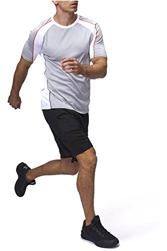 Sundried Men's Athletic Sports Top Gym T-Shirt Fitness Clothing (Medium) Grey
