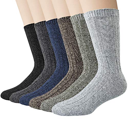 Justay 6 pairs of men's Wool socks Breathable and Warm winter Thick Thermal Soft hiking socks home socks best choice for gifts