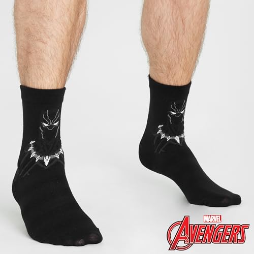 Marvel Mens Socks Soft Breathable Avengers 5 Pack Calf Length Crew Socks for Men Teenagers Spiderman Black Panther Iron Man Hulk Captain America Size 6-10 Gifts for Men (Blue Multi, 6.5/9.5 UK)
